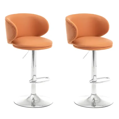 Traditional Upholstered Bar Stools with Height-Adjustable Seat Image - 62