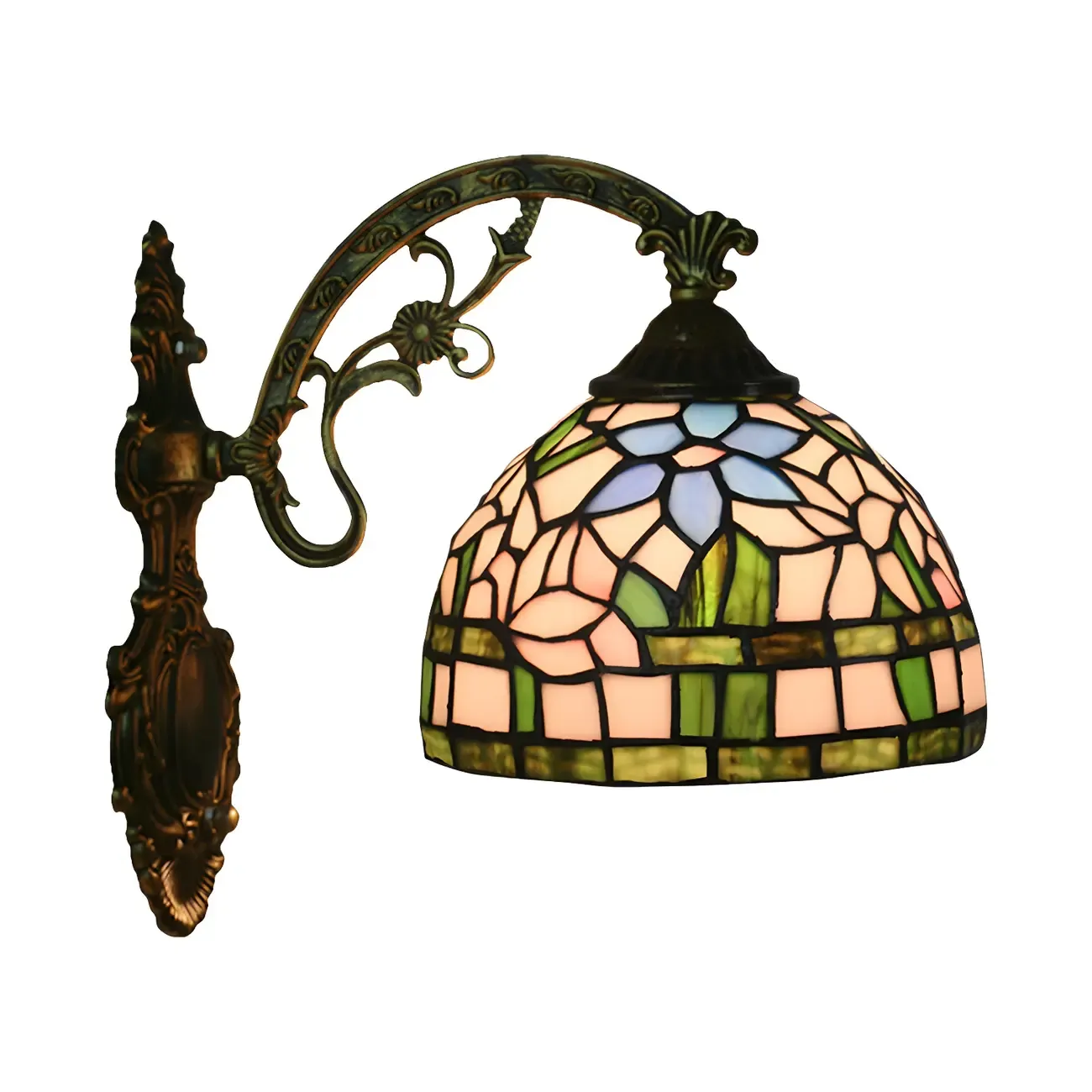 Vintage Tiffany Stained Glass Wall Light Floral Design Image - 13