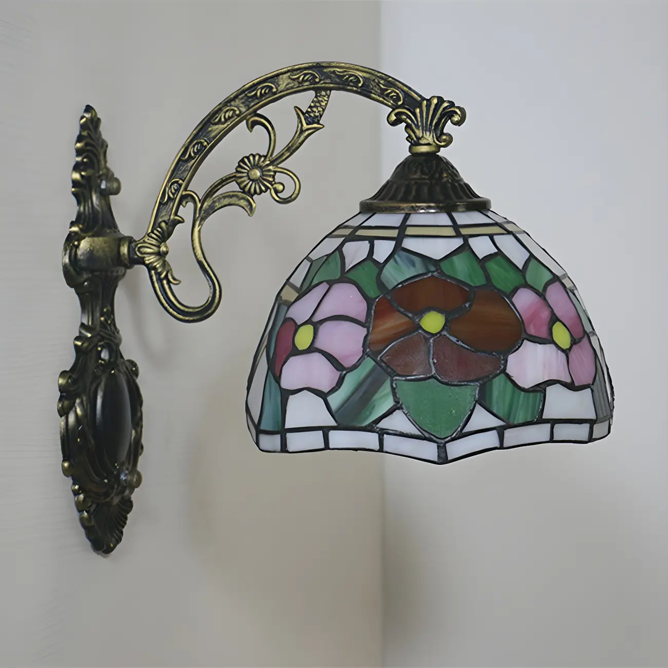 Vintage Tiffany Stained Glass Wall Light Floral Design Image - 17 | homeyfad
