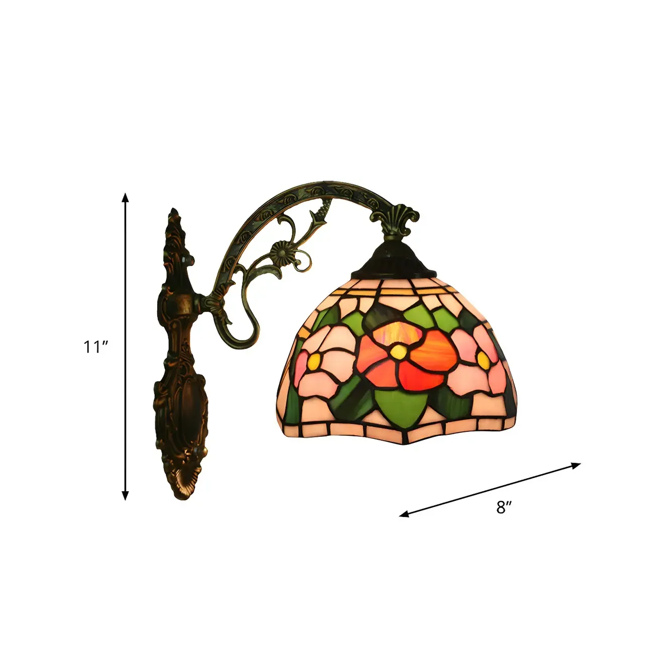 Vintage Tiffany Stained Glass Wall Light Floral Design Image - 19