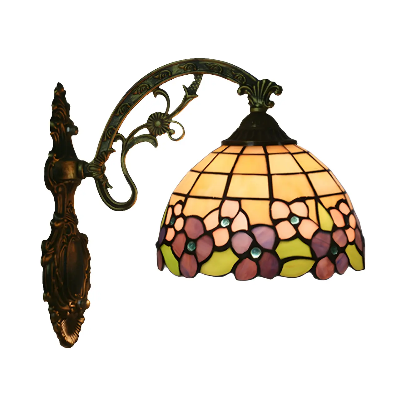 Vintage Tiffany Stained Glass Wall Light Floral Design Image - 22 | homeyfad