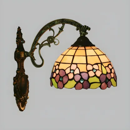 Vintage Tiffany Stained Glass Wall Light Floral Design Image - 23