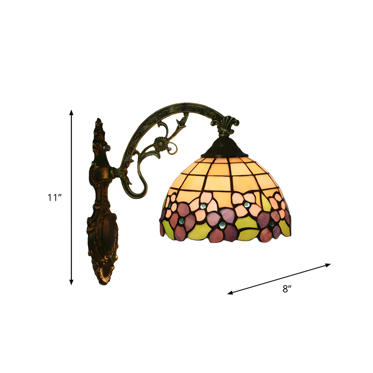 Vintage Tiffany Stained Glass Wall Light Floral Design Image - 24 | homeyfad