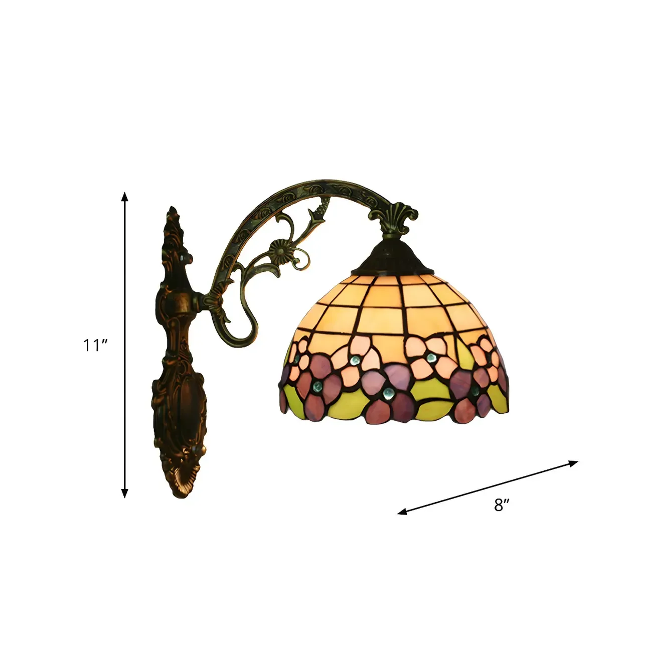 Vintage Tiffany Stained Glass Wall Light Floral Design Image - 24