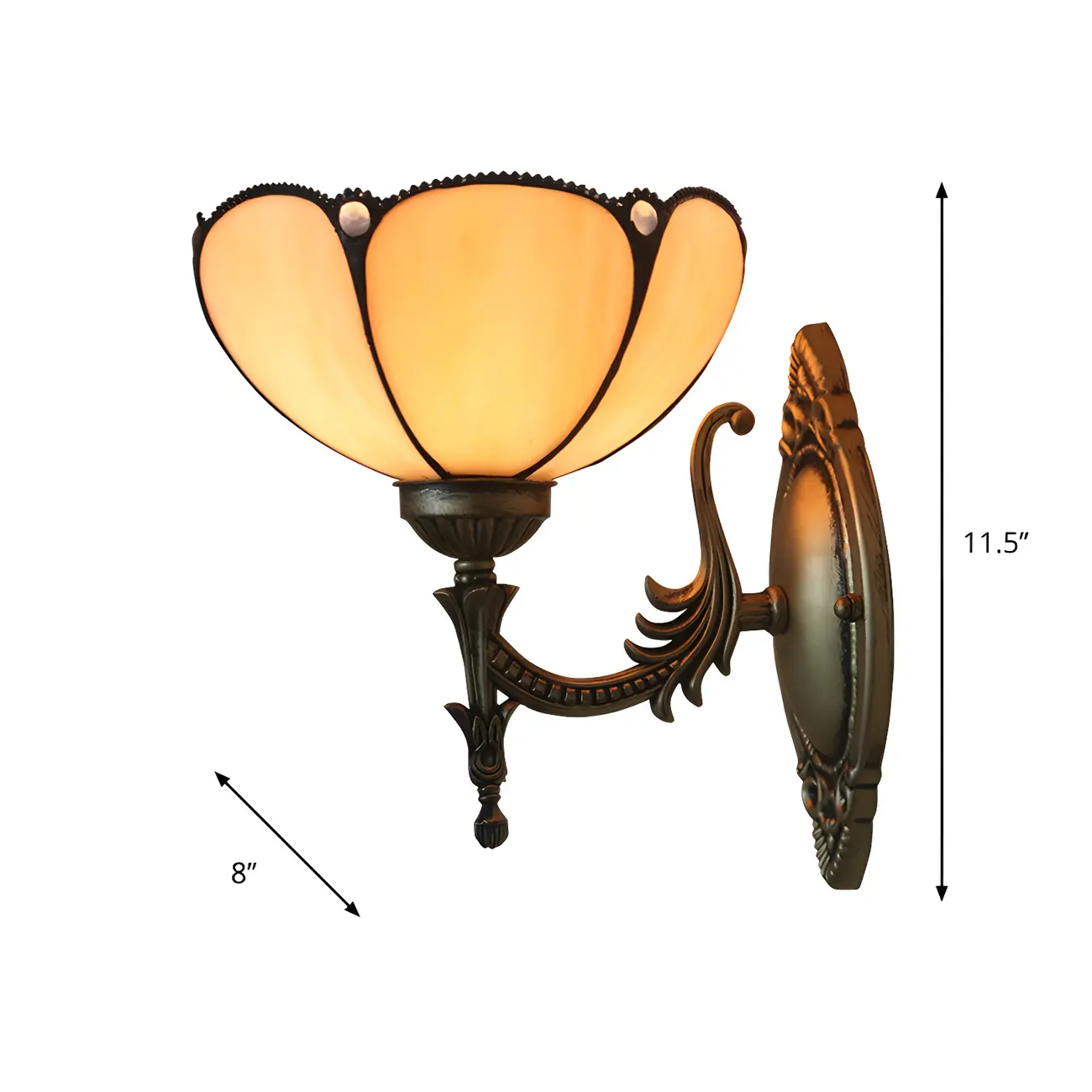 Vintage Tiffany Style Glass Bronze Wall Sconce Light Image - 4 | homeyfad