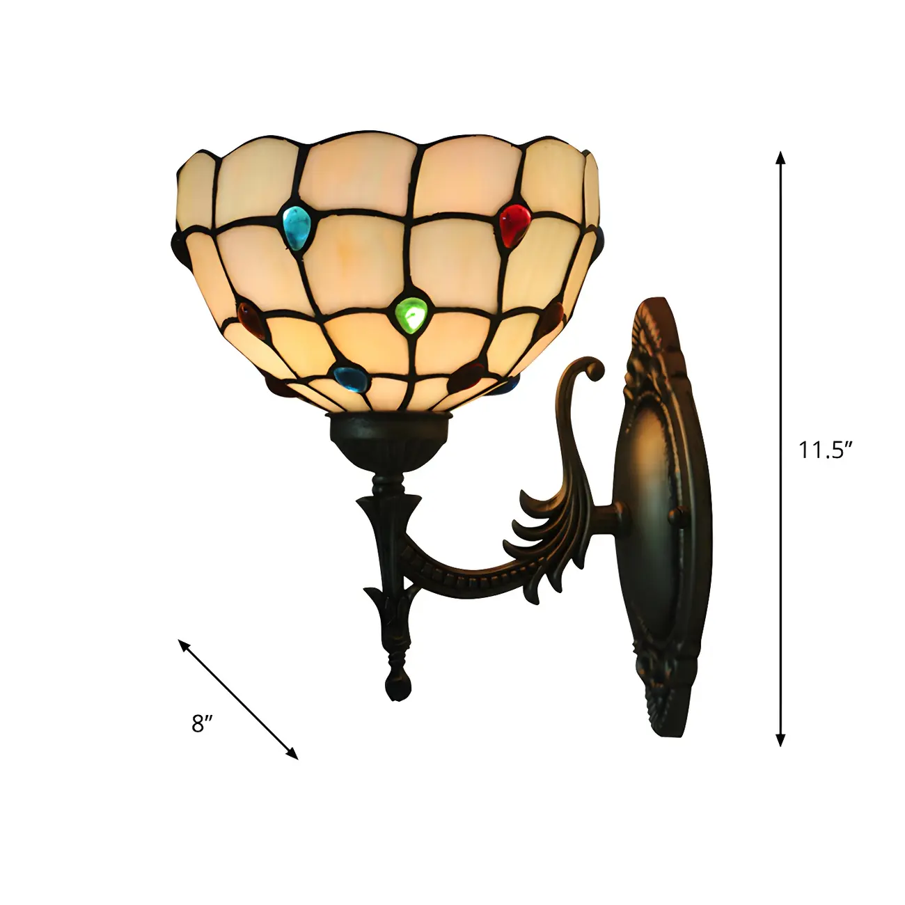 Vintage Tiffany Style Glass Bronze Wall Sconce Light Image - 9 | homeyfad