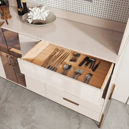 Luxury MDF Pegboard Back Gold Accents Storage Sideboard Image - 8