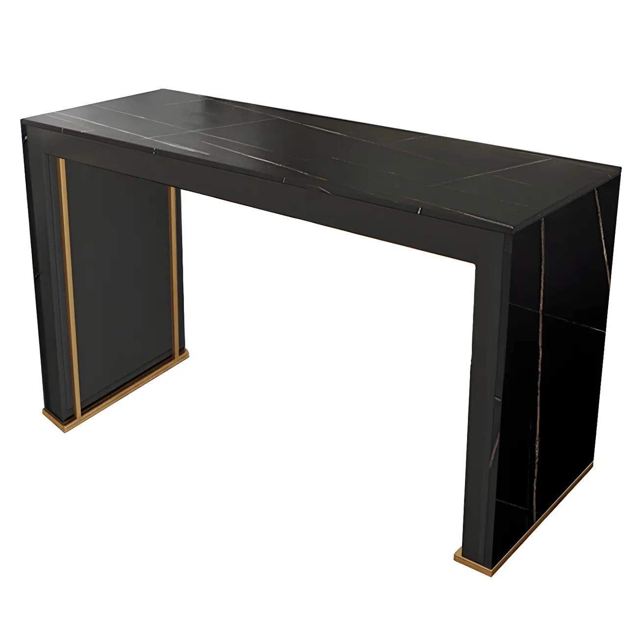 Modern White Stone Top Wood Dual-Pedestal Bar Tables Image - 5 | homeyfad