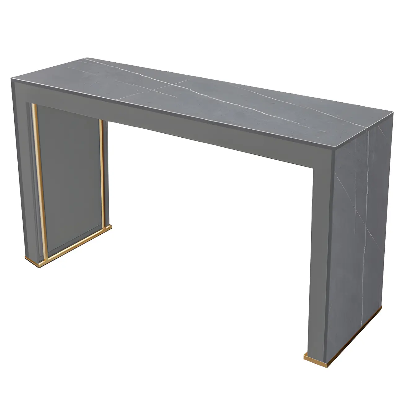 Modern White Stone Top Wood Dual-Pedestal Bar Tables Image - 6 | homeyfad