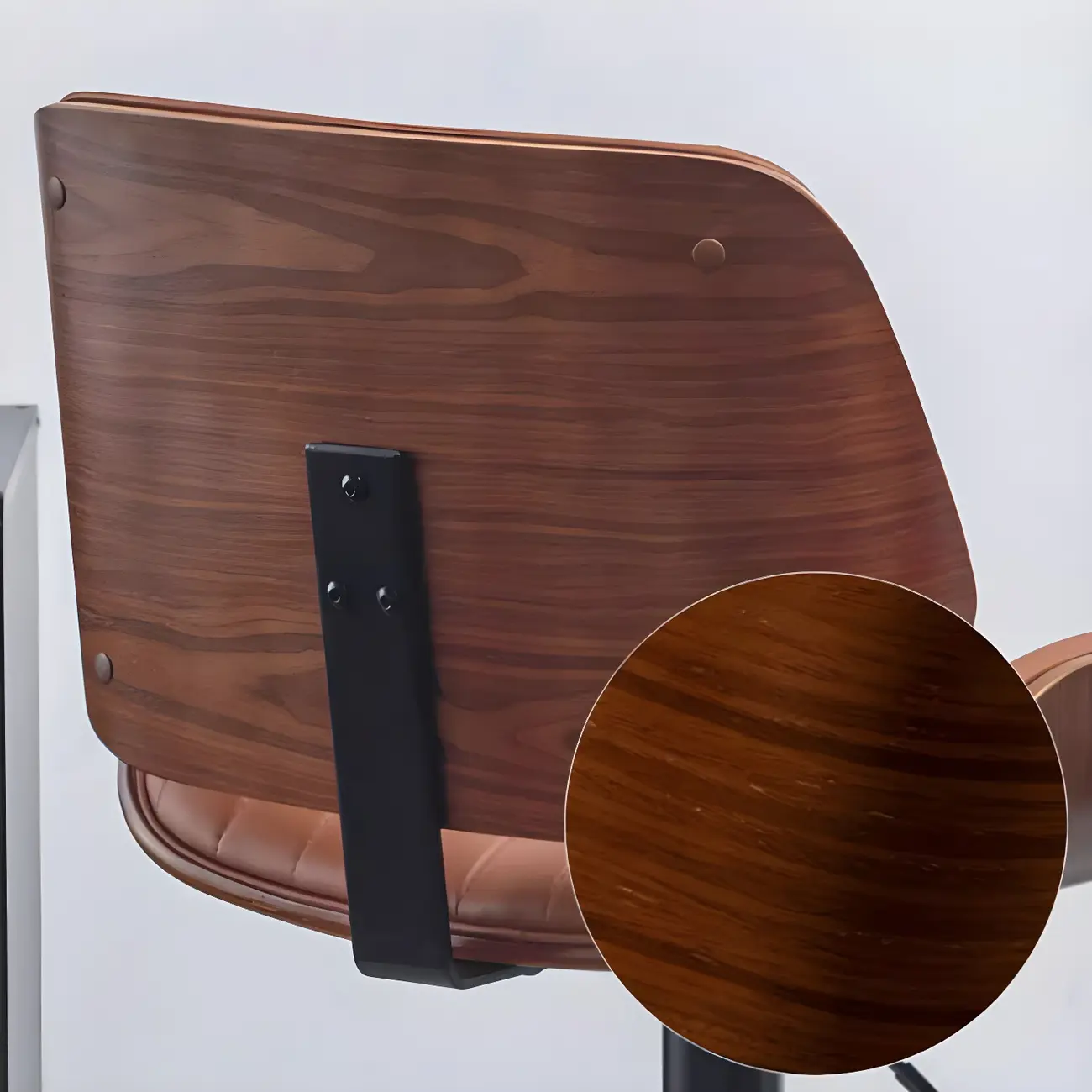 Elegant Wood Leather Red Swivel Adjustable Bar Stool Image - 20 | homeyfad