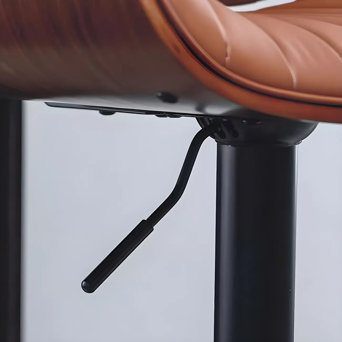 Elegant Wood Leather Red Swivel Adjustable Bar Stool Image - 22 | homeyfad