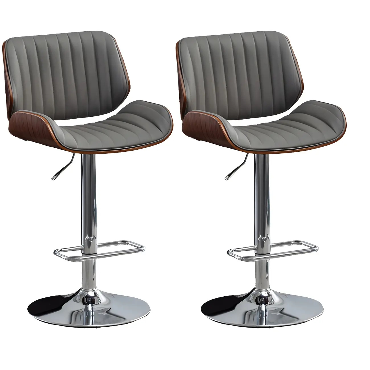 Elegant Wood Leather Red Swivel Adjustable Bar Stool Image - 30 | homeyfad