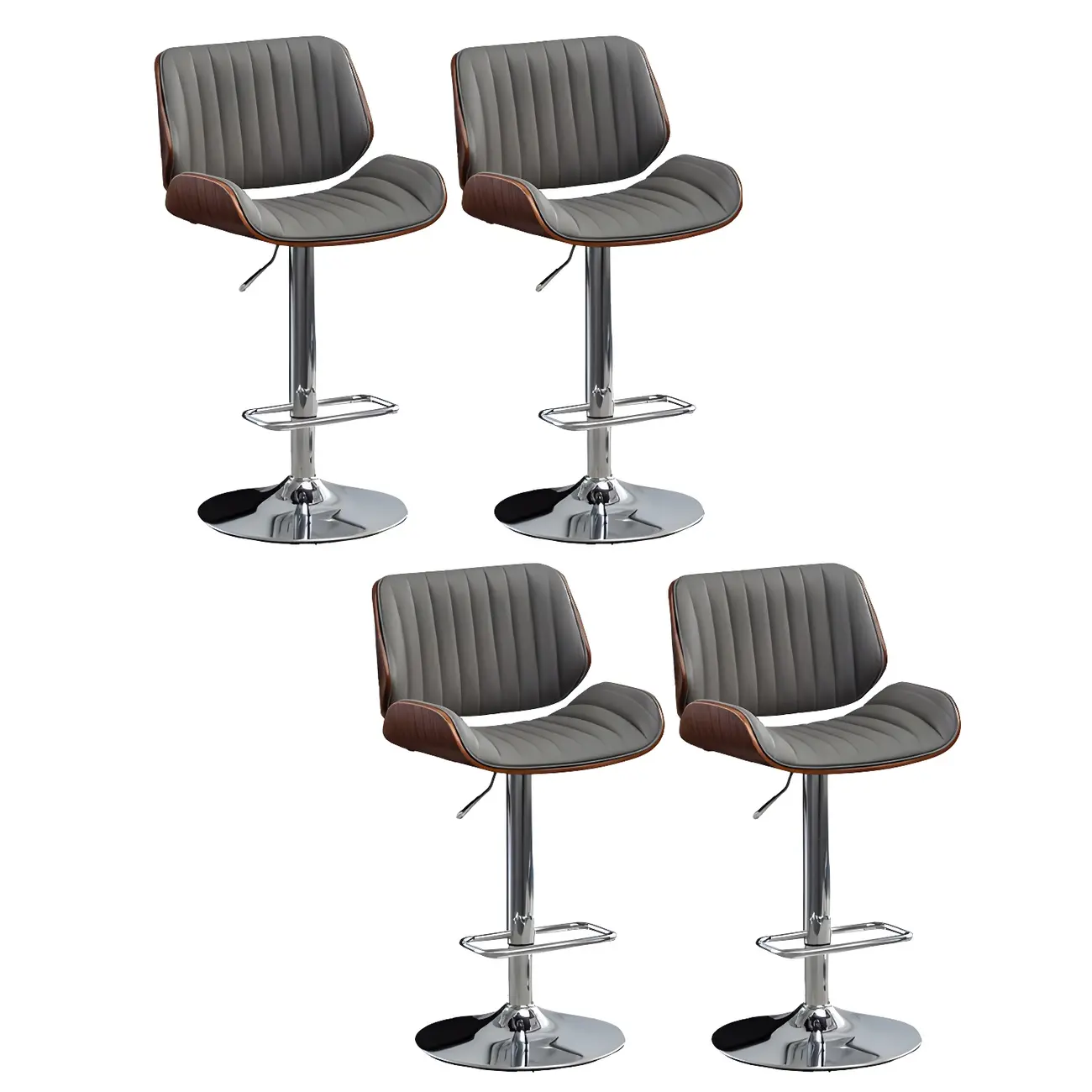 Elegant Wood Leather Red Swivel Adjustable Bar Stool Image - 31 | homeyfad