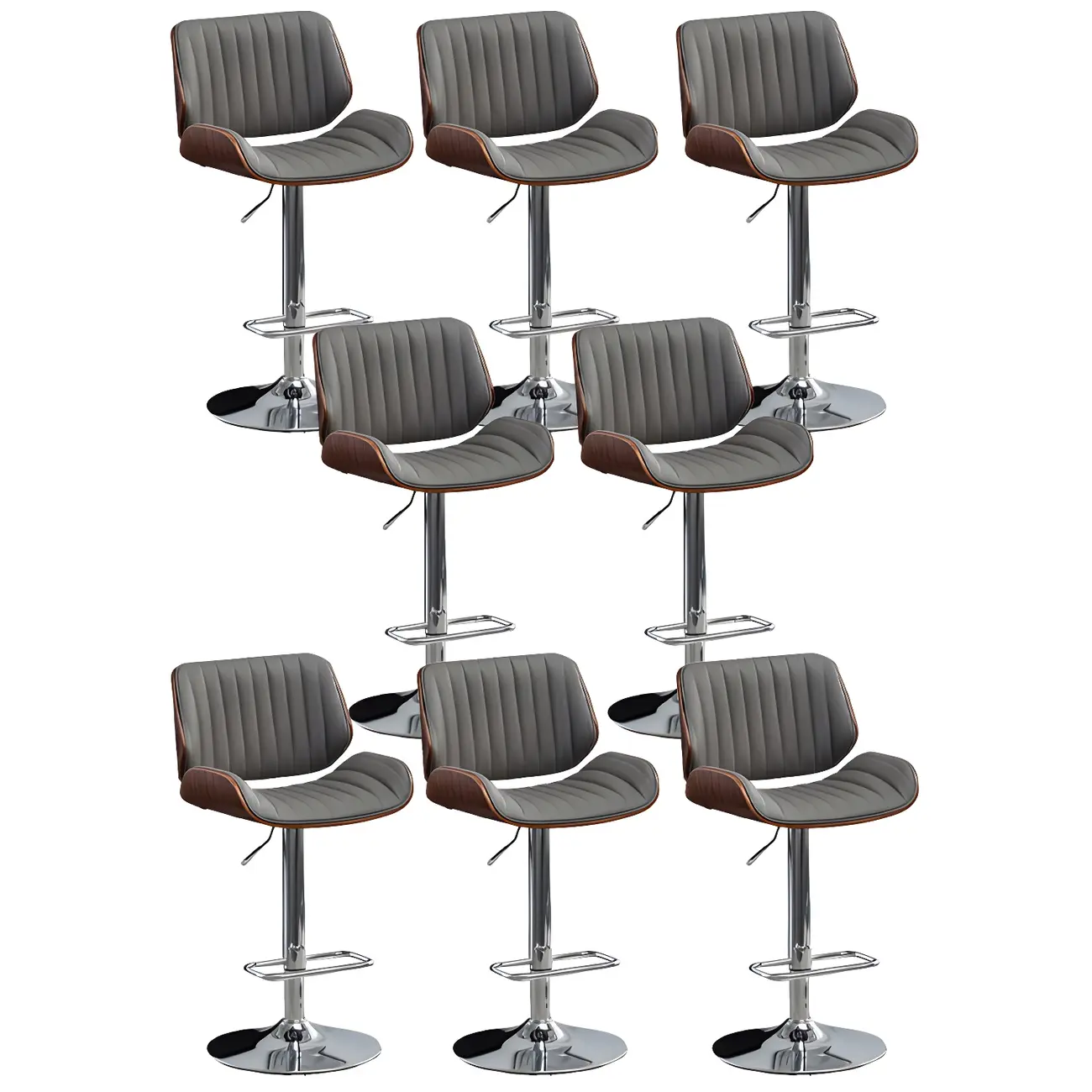 Elegant Wood Leather Red Swivel Adjustable Bar Stool Image - 33 | homeyfad