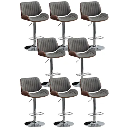 Elegant Wood Leather Red Swivel Adjustable Bar Stool Image - 33