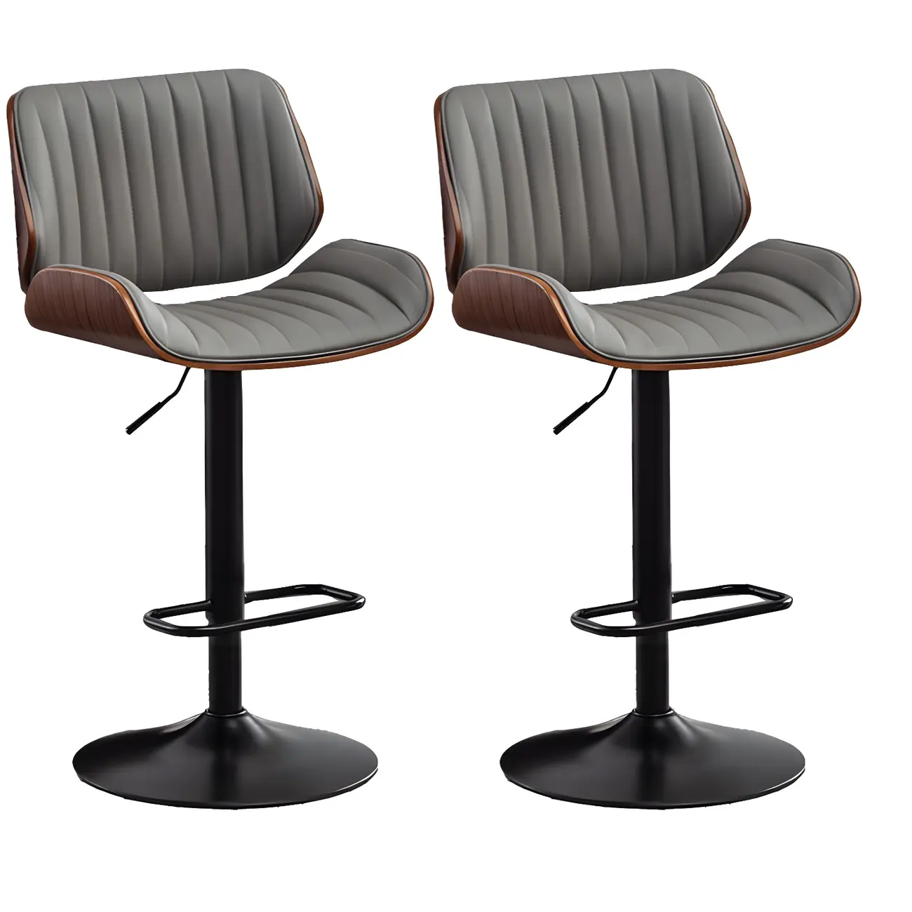 Elegant Wood Leather Red Swivel Adjustable Bar Stool Image - 34 | homeyfad