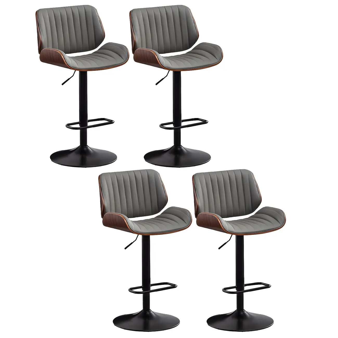 Elegant Wood Leather Red Swivel Adjustable Bar Stool Image - 35 | homeyfad