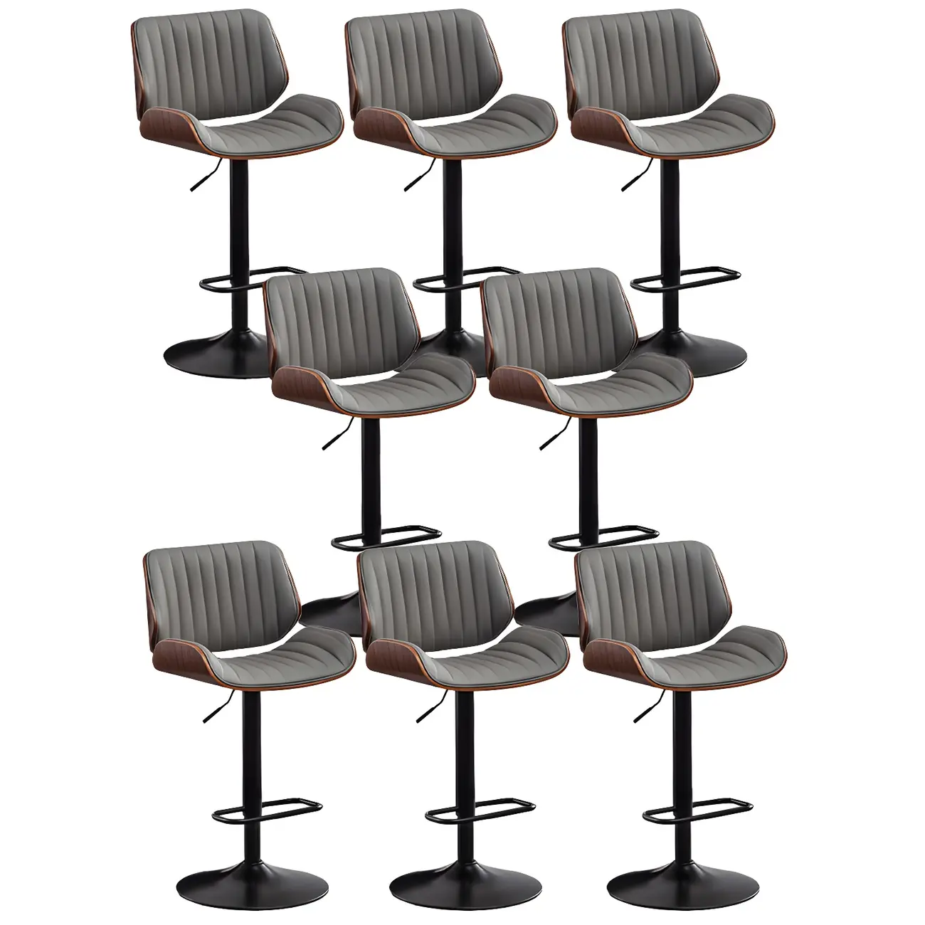 Elegant Wood Leather Red Swivel Adjustable Bar Stool Image - 37 | homeyfad