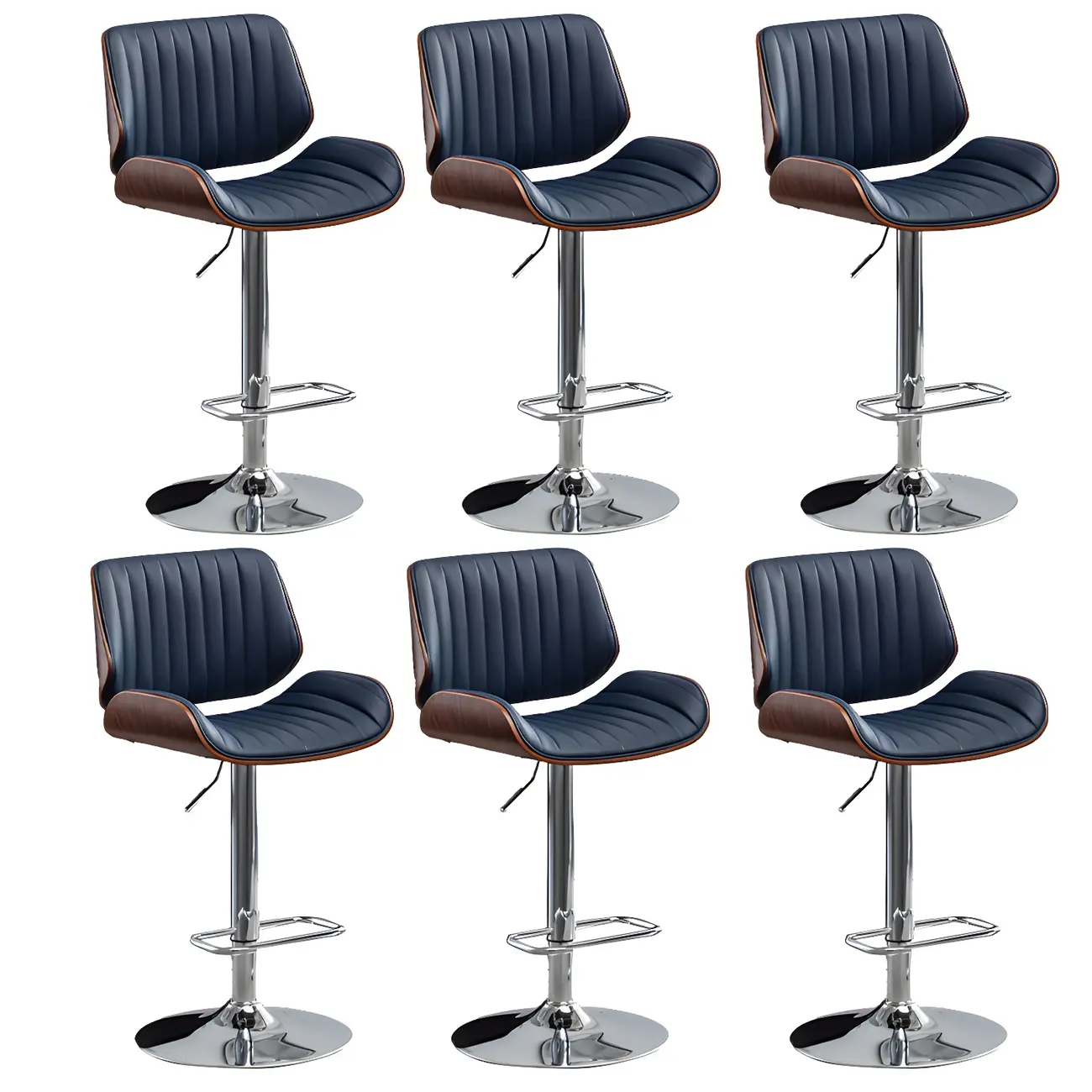 Elegant Wood Leather Red Swivel Adjustable Bar Stool | homeyfad