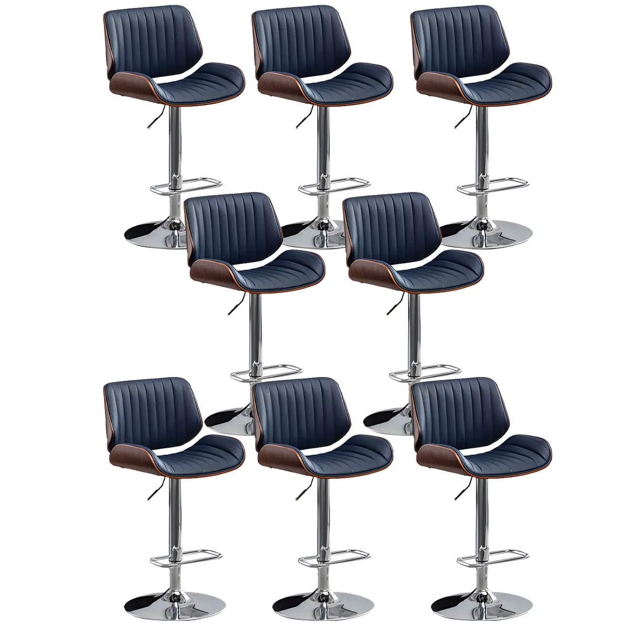 Elegant Wood Leather Red Swivel Adjustable Bar Stool | homeyfad