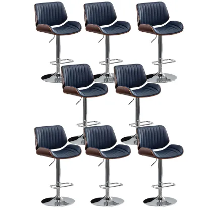 Elegant Wood Leather Red Swivel Adjustable Bar Stool