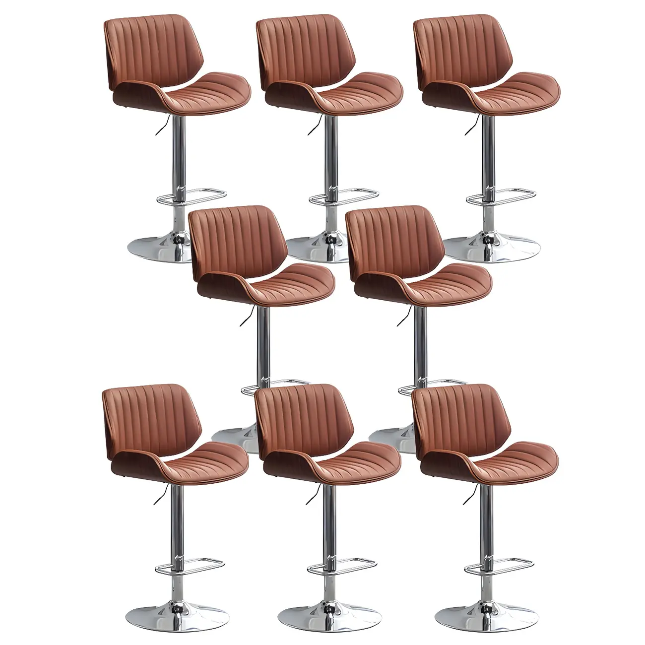 Elegant Wood Leather Red Swivel Adjustable Bar Stool Image - 53 | homeyfad