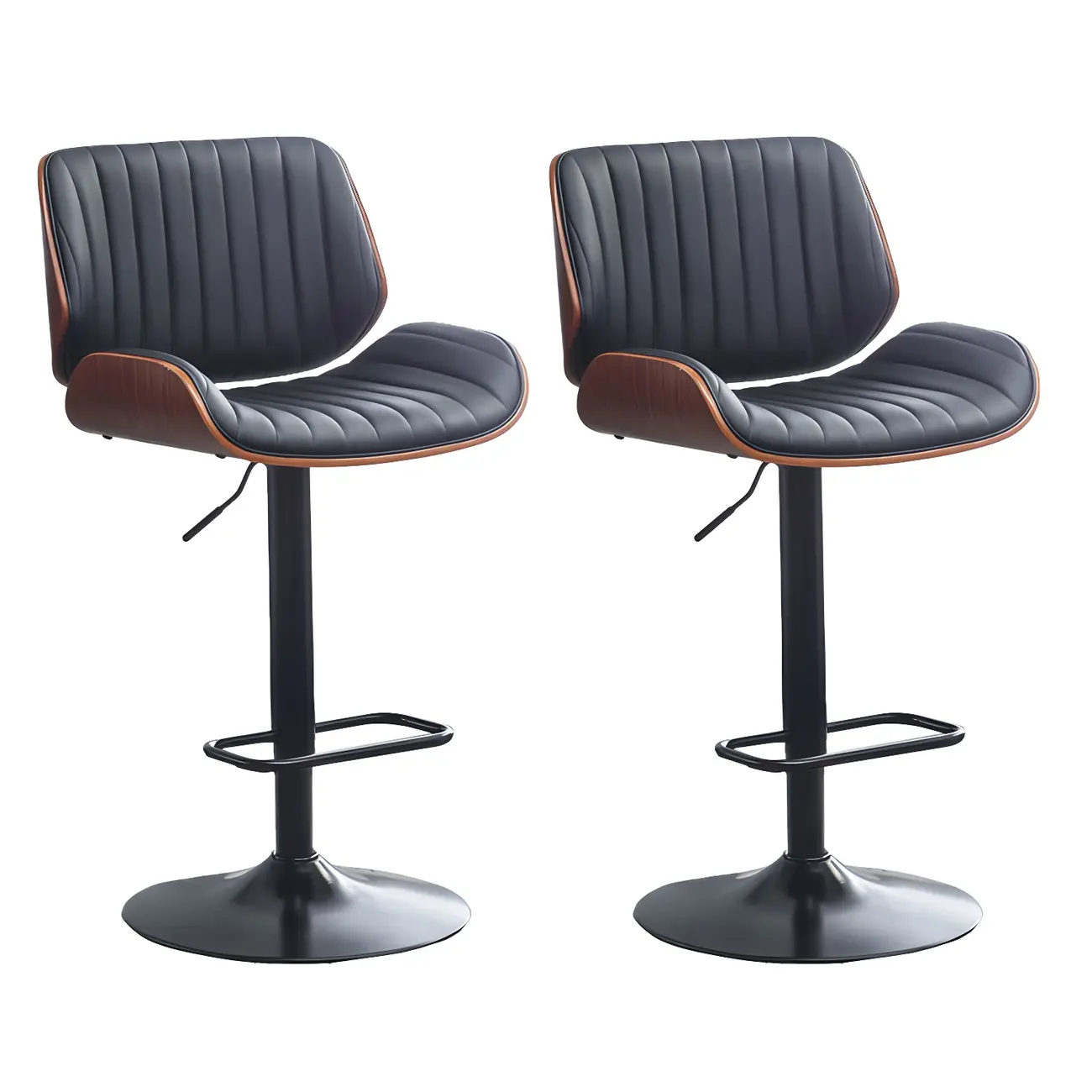 Elegant Wood Leather Red Swivel Adjustable Bar Stool Image - 54 | homeyfad