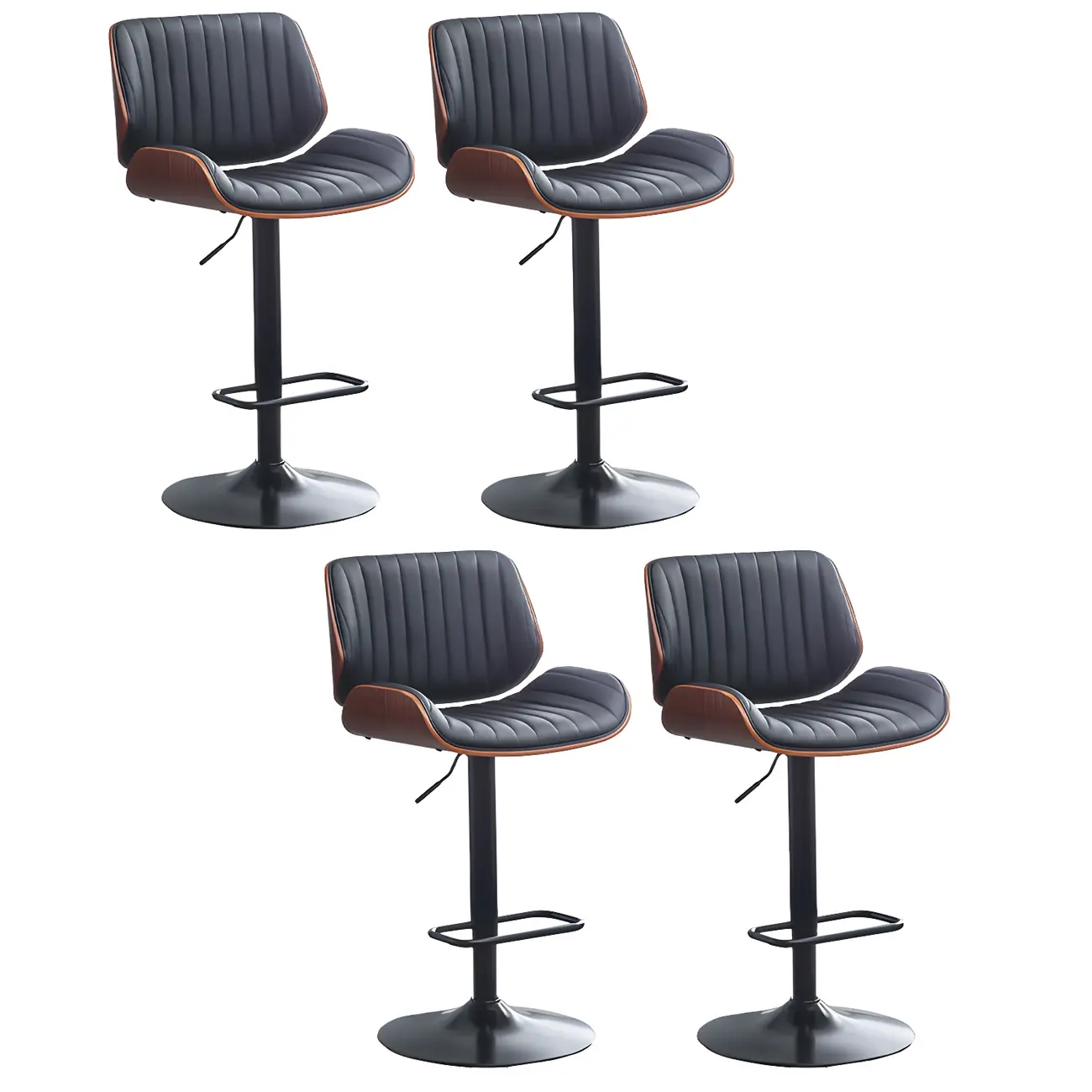 Elegant Wood Leather Red Swivel Adjustable Bar Stool | homeyfad