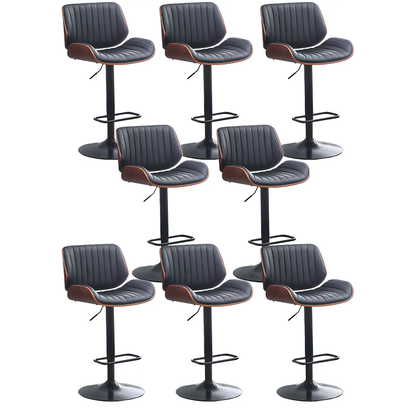 Elegant Wood Leather Red Swivel Adjustable Bar Stool | homeyfad