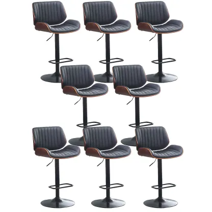 Elegant Wood Leather Red Swivel Adjustable Bar Stool