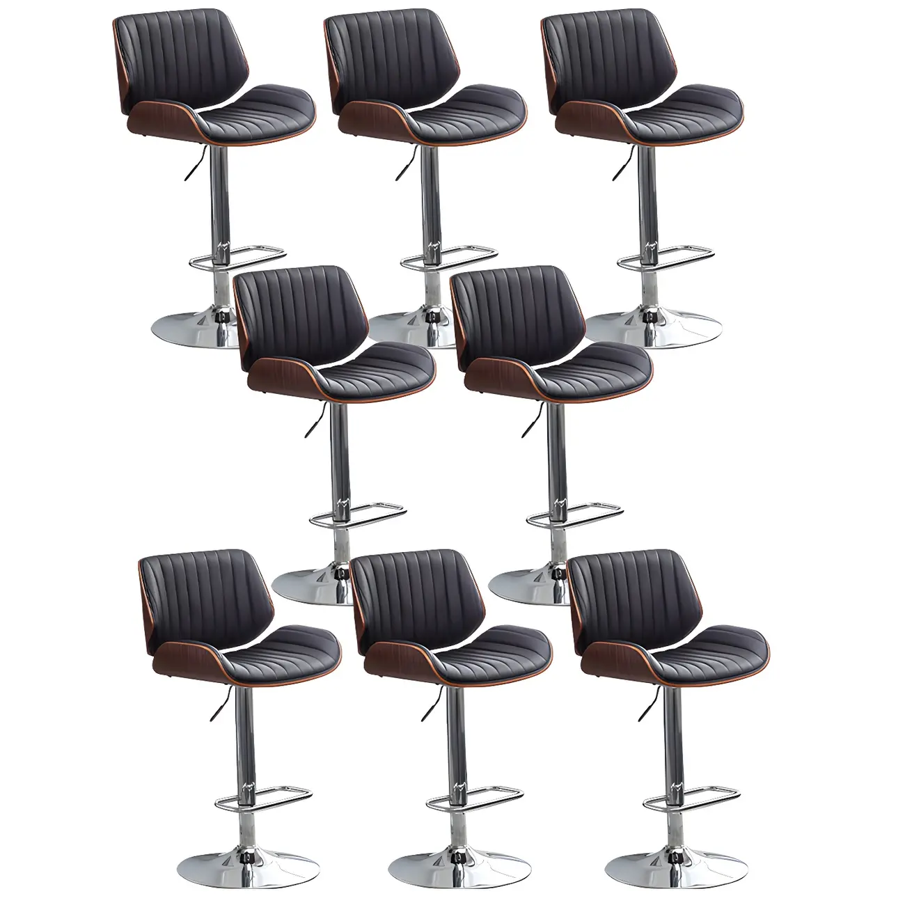 Elegant Wood Leather Red Swivel Adjustable Bar Stool Image - 65 | homeyfad