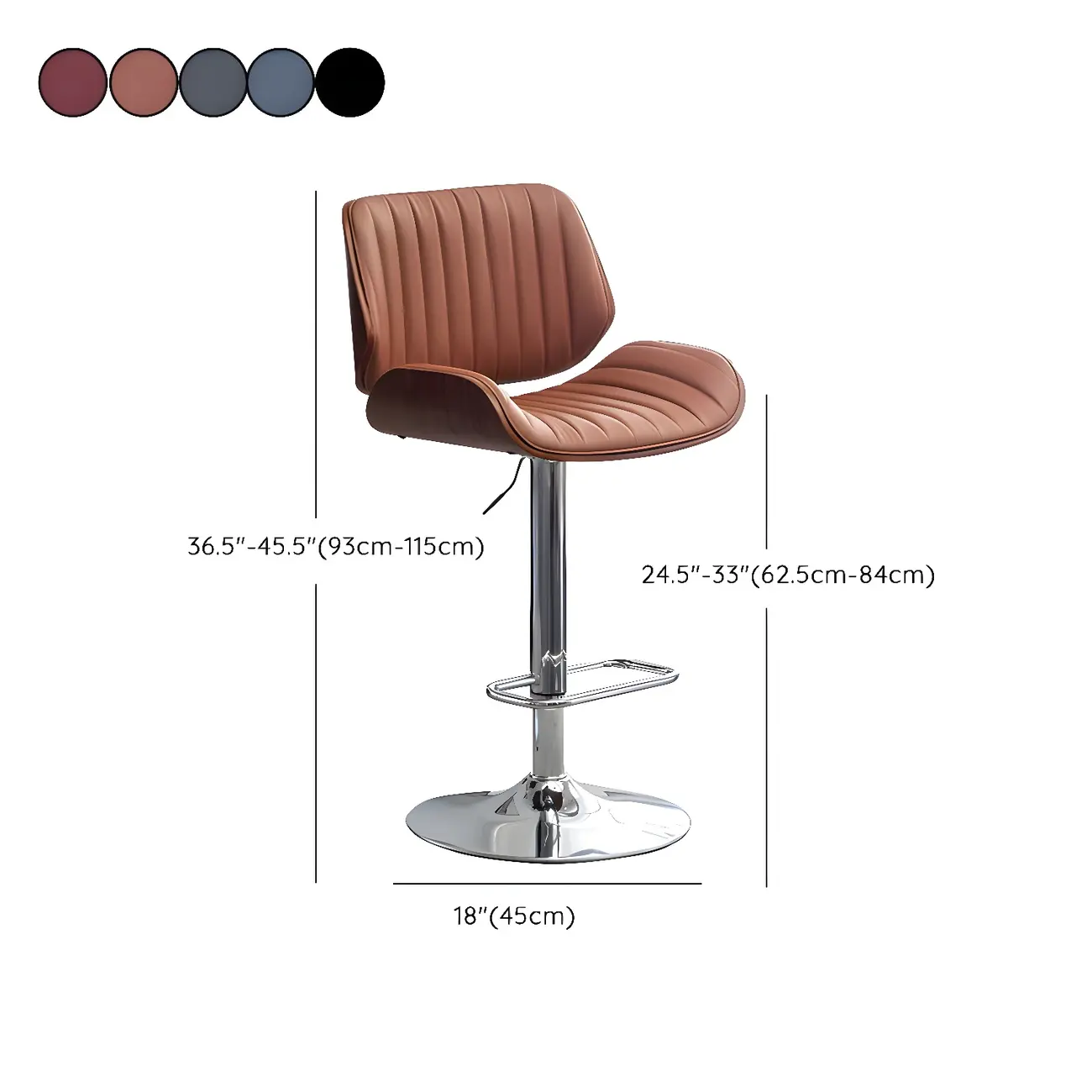 Elegant Wood Leather Red Swivel Adjustable Bar Stool Image - 67 | homeyfad