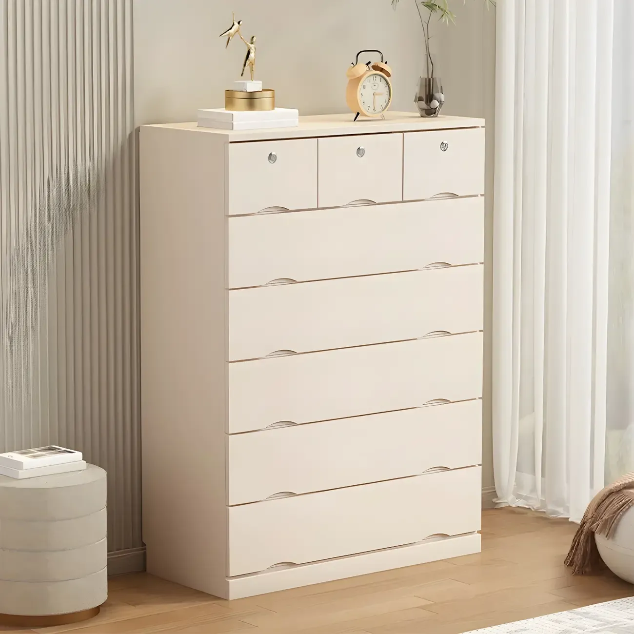 Stylish White Wooden Dressers with Soft Close Drawers Image - 1