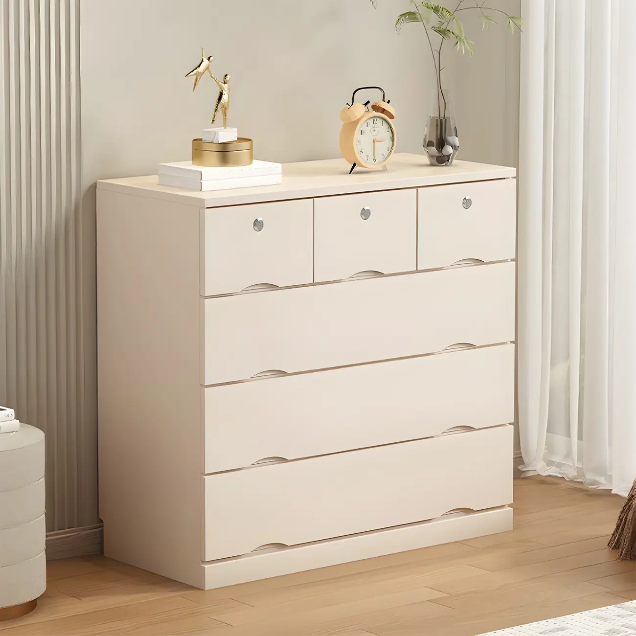 Stylish White Wooden Dressers with Soft Close Drawers Image - 3 | homeyfad