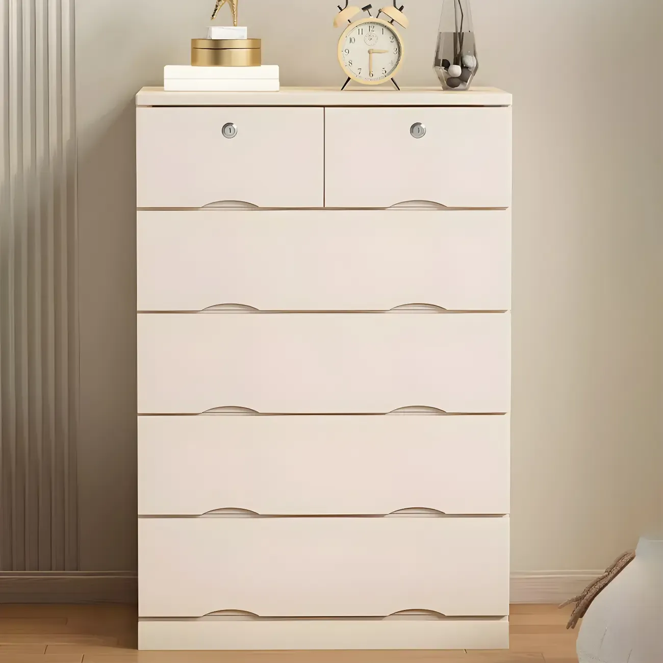 Stylish White Wooden Dressers with Soft Close Drawers Image - 5