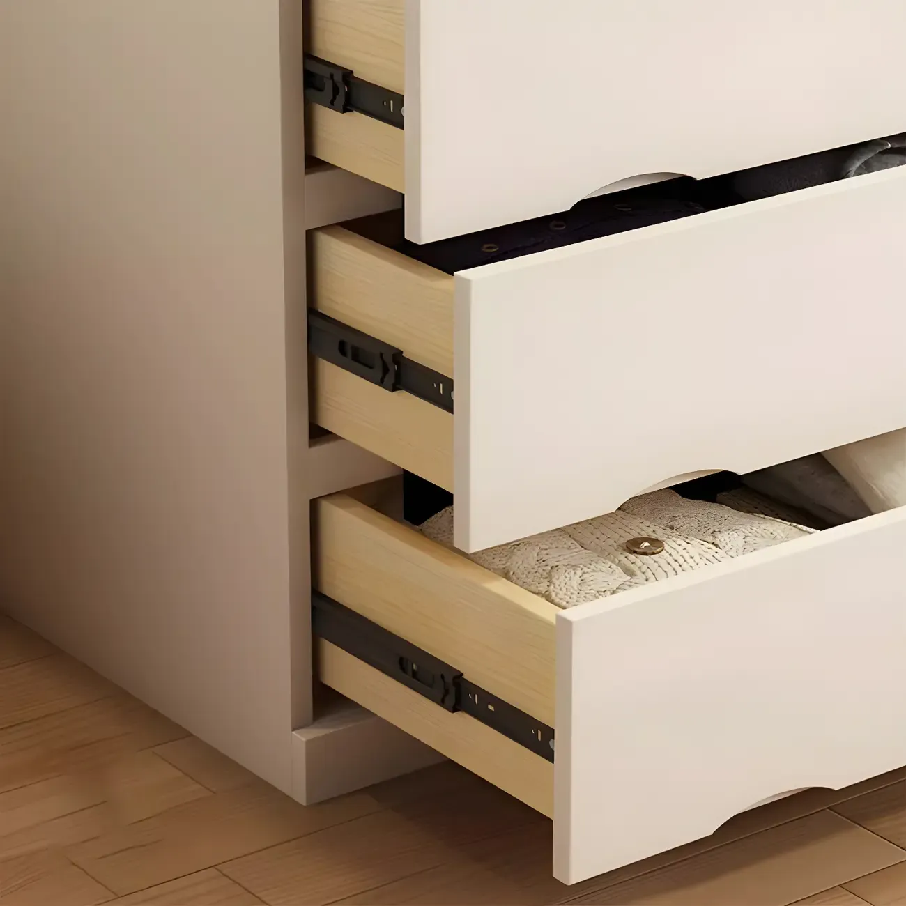 Stylish White Wooden Dressers with Soft Close Drawers Image - 13