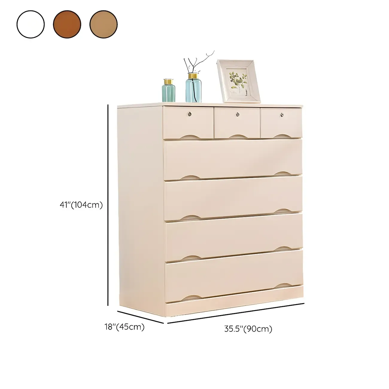 Stylish White Wooden Dressers with Soft Close Drawers Image - 43
