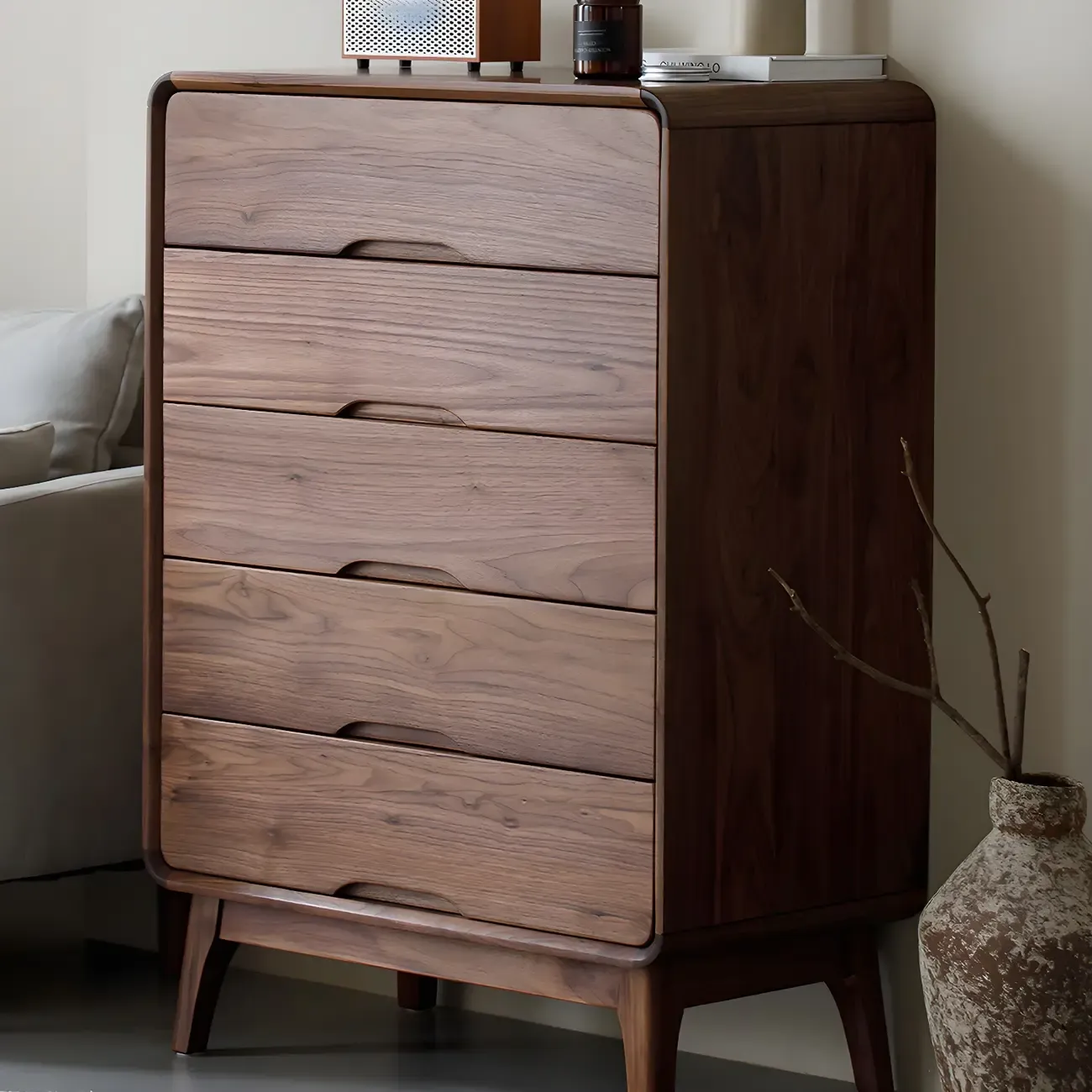 Vintage Solid Wood Dark Walnut Dressers & Chests for Bedroom Image - 1
