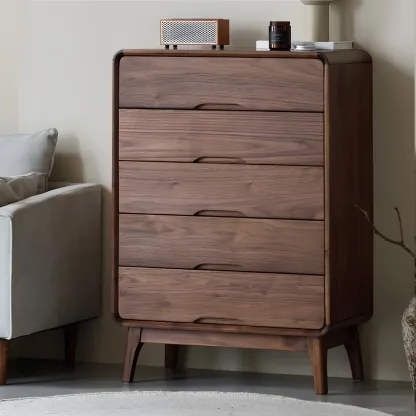 Vintage Solid Wood Dark Walnut Dressers & Chests for Bedroom Image - 2