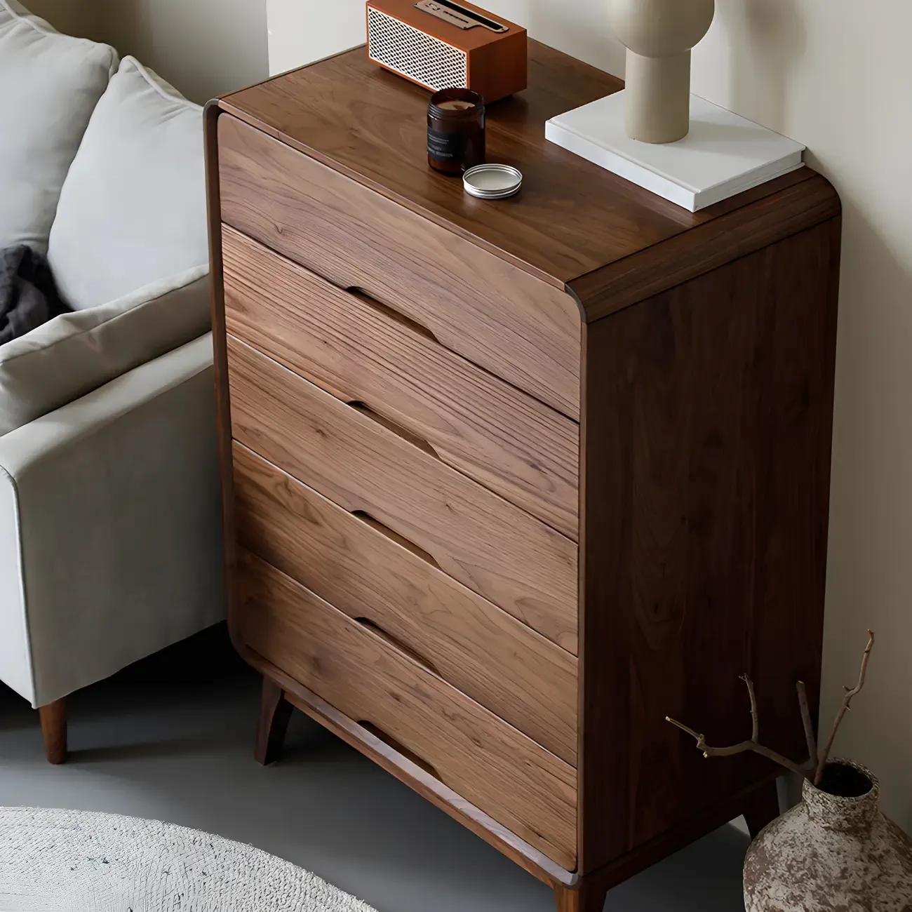 Vintage Solid Wood Dark Walnut Dressers & Chests for Bedroom Image - 4