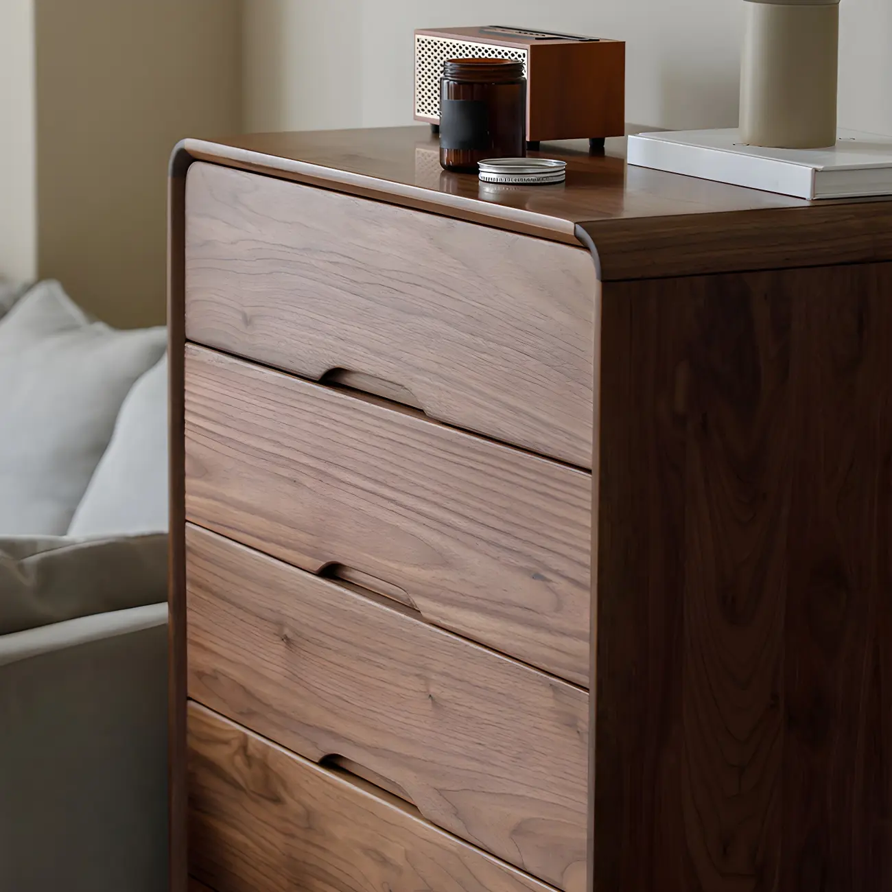 Vintage Solid Wood Dark Walnut Dressers & Chests for Bedroom Image - 7 | homeyfad