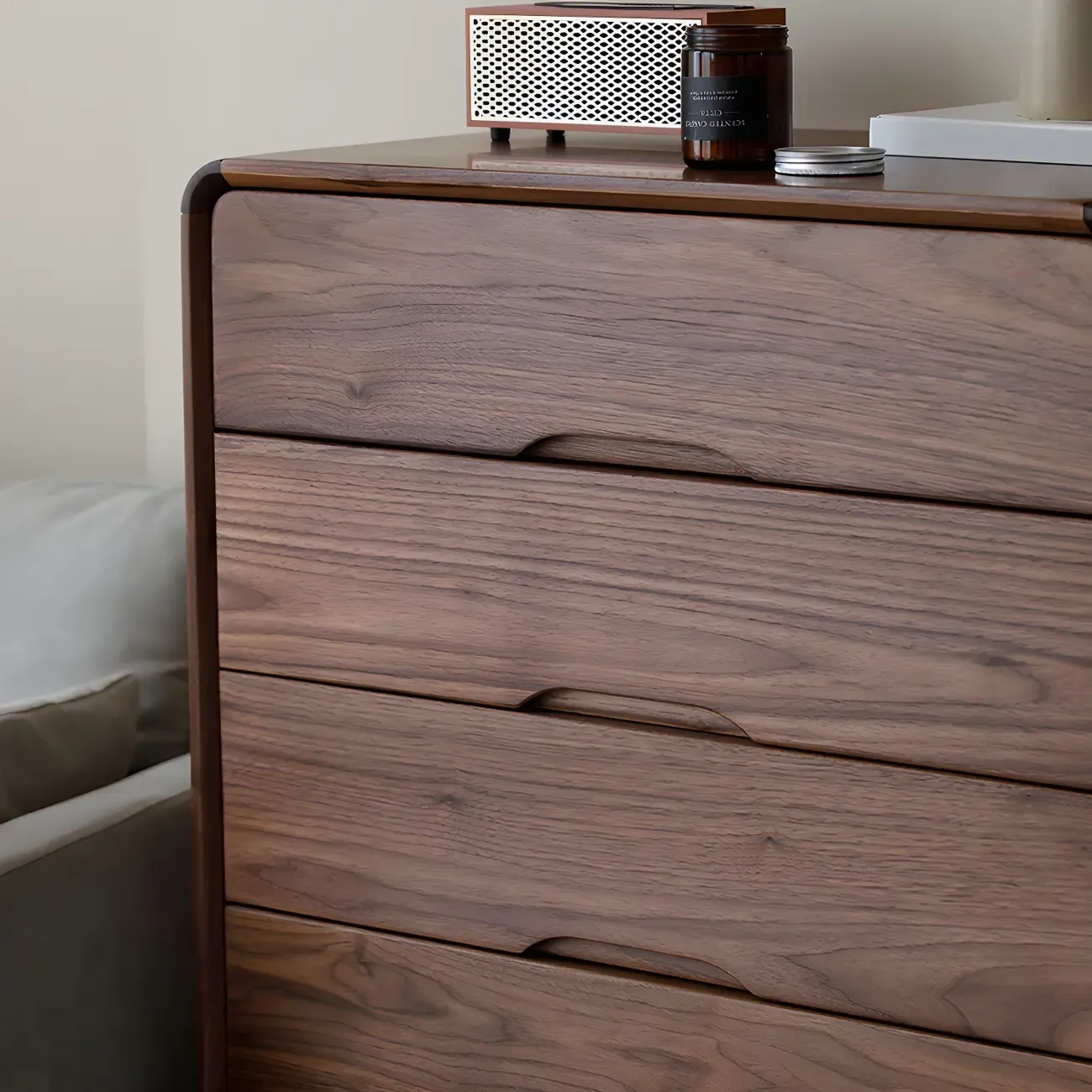 Vintage Solid Wood Dark Walnut Dressers & Chests for Bedroom Image - 9