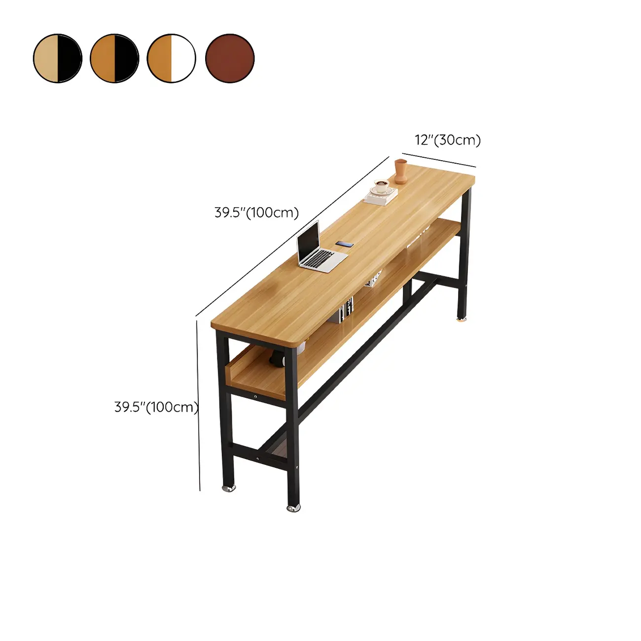 Modern Wooden Metal Base Shelf Bar Table with Footrest #size | homeyfad