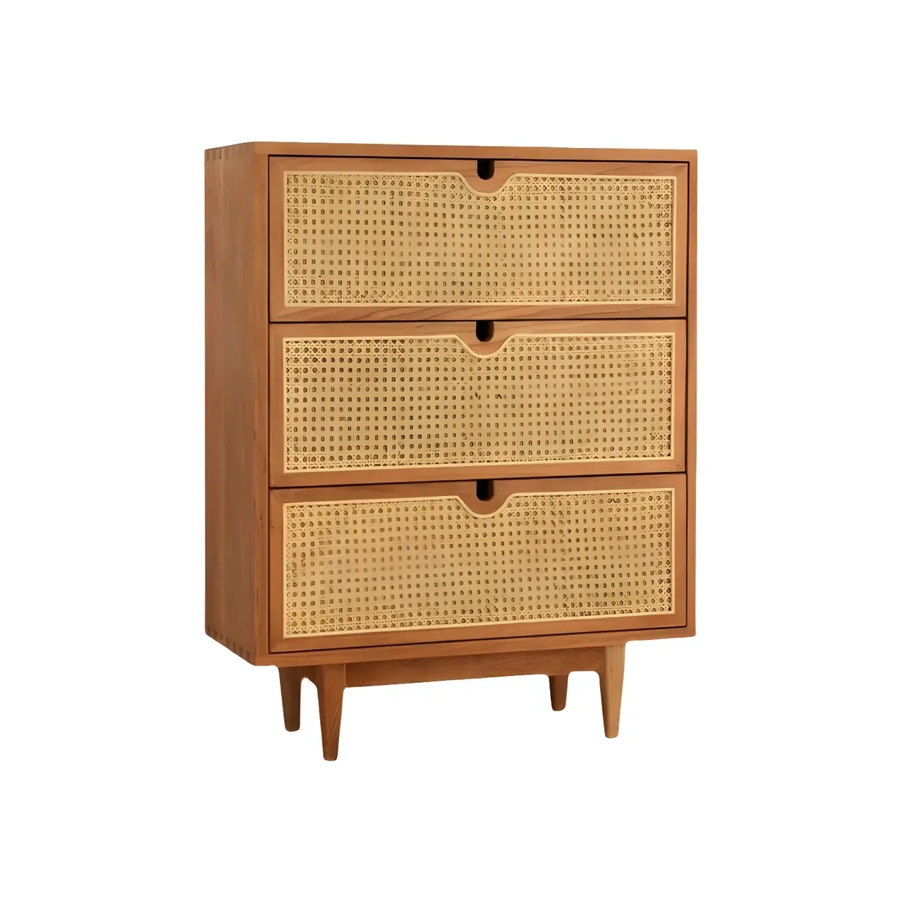 Retro Natural Rattan Dressers with 3-Drawers for Bedroom Image - 2