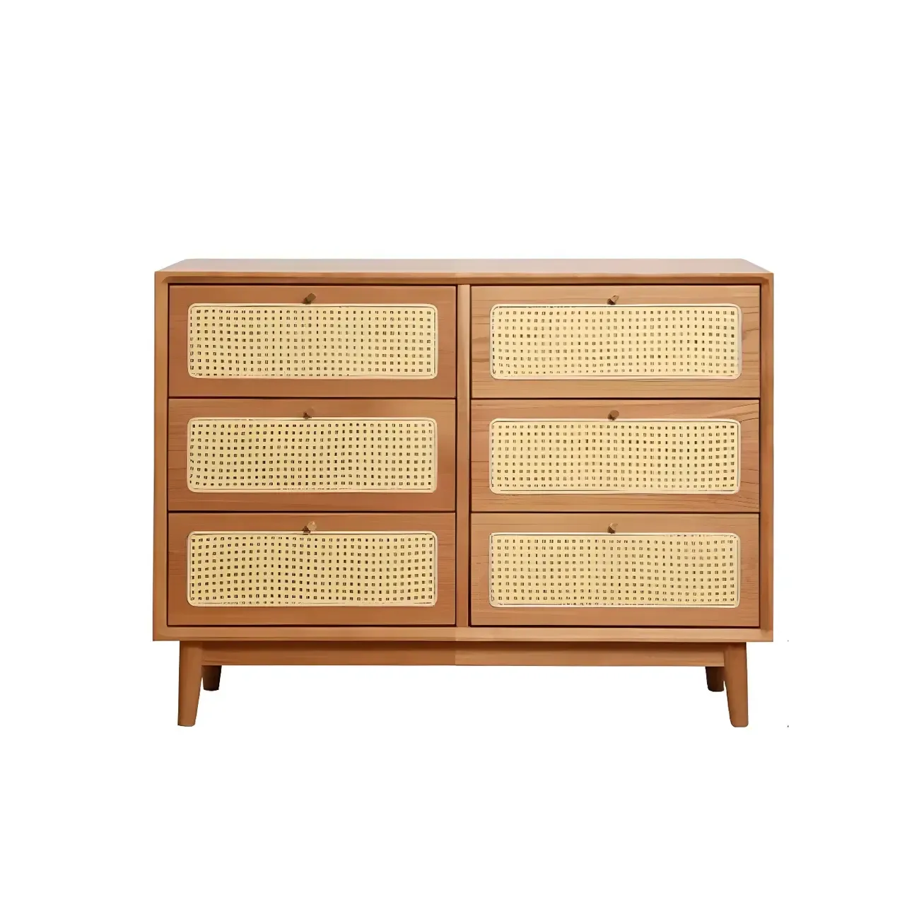 Retro Natural Rattan Dressers with 3-Drawers for Bedroom Image - 5