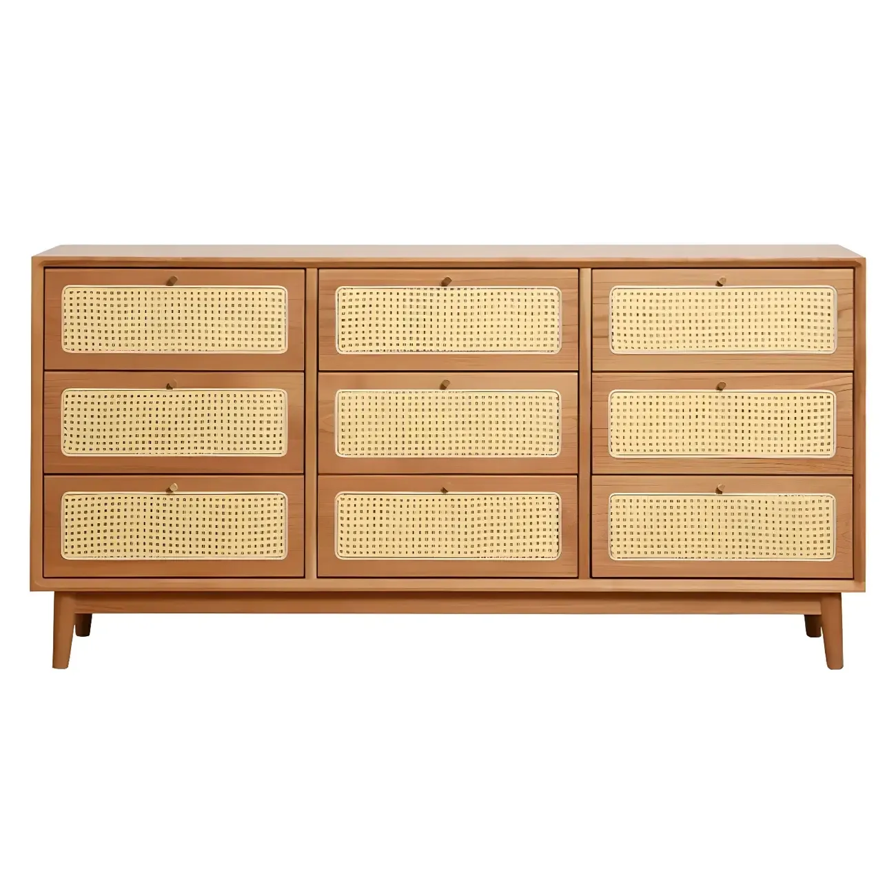 Retro Natural Rattan Dressers with 3-Drawers for Bedroom Image - 10