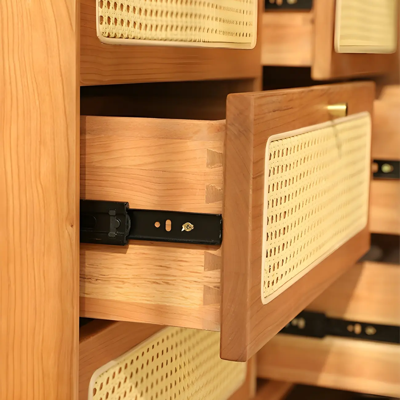 Retro Natural Rattan Dressers with 3-Drawers for Bedroom Image - 13 | homeyfad