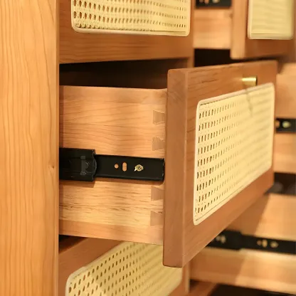 Retro Natural Rattan Dressers with 3-Drawers for Bedroom Image - 13