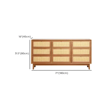 Retro Natural Rattan Dressers with 3-Drawers for Bedroom Image - 20