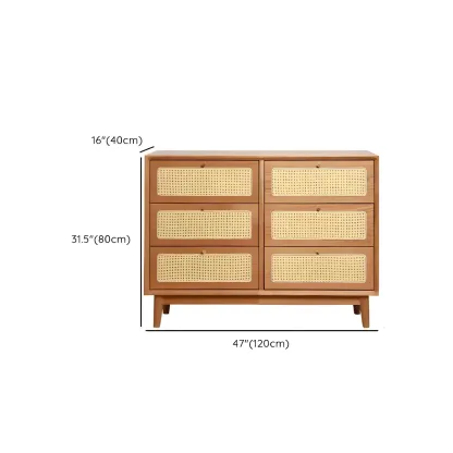 Retro Natural Rattan Dressers with 3-Drawers for Bedroom Image - 21